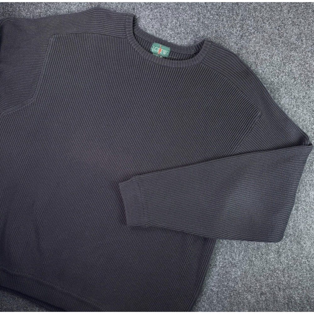 J. Crew Oarsman Vintage 90s Dark Navy Ribbed Knit Crewneck Sweater Mens L Cotton